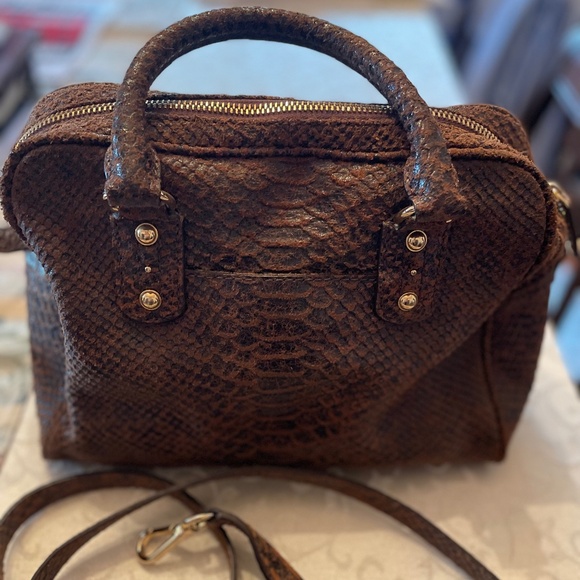SALE...MICHAEL KORS Dark Brown Snake Skin Handbag - Picture 2 of 6